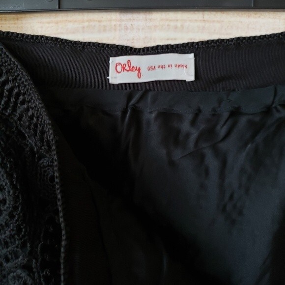 Rare! Orley 100% Silk Crochet Knit Lined A-Line Skirt - Picture 6 of 6